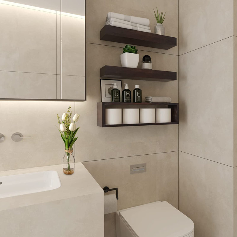Loon Peak® Rustic Wood Bathroom Wall Shelf & Reviews | Wayfair
